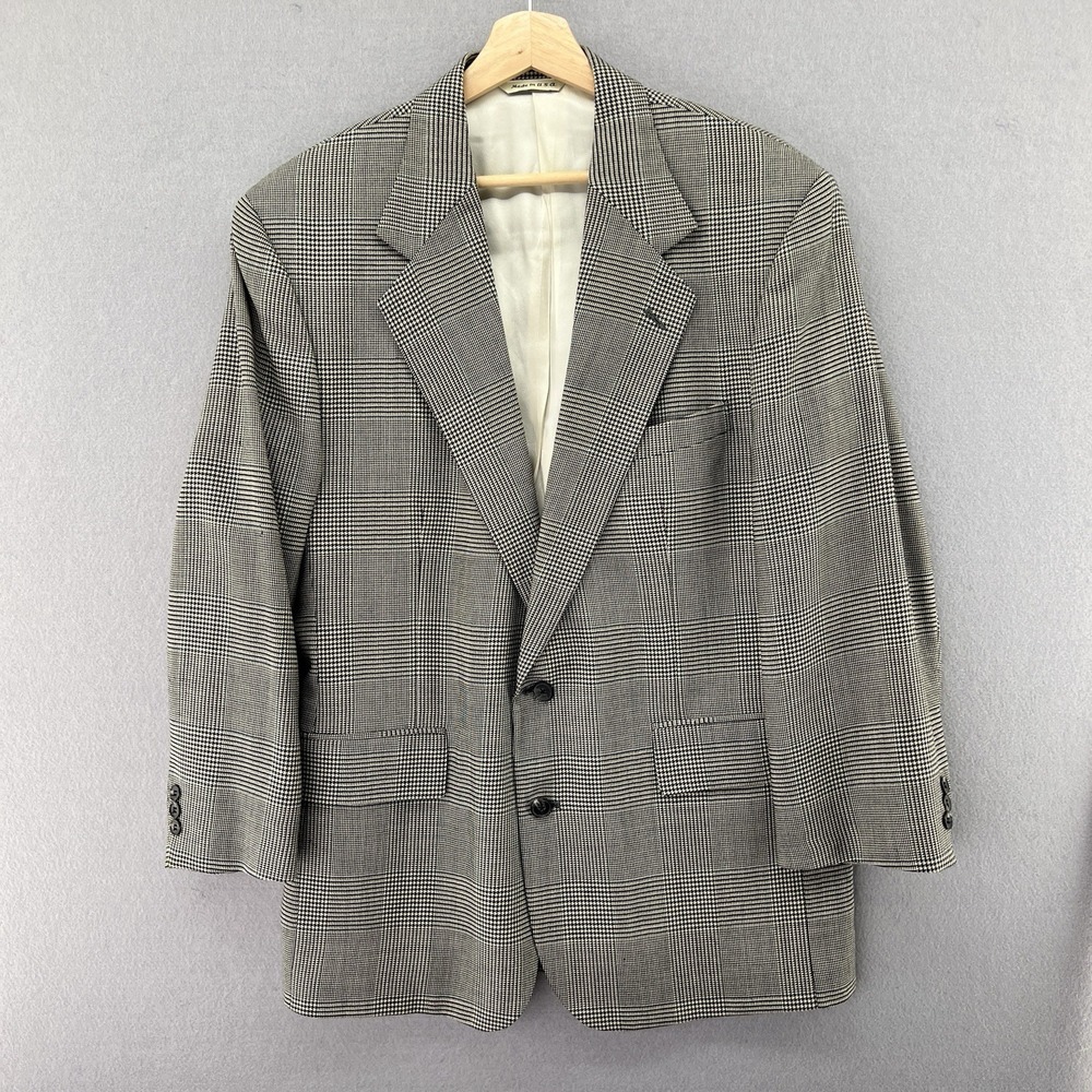 Vintage Eddie Bauer AKA Mens Houndstooth Wool Blazer Union Made USA Size 42